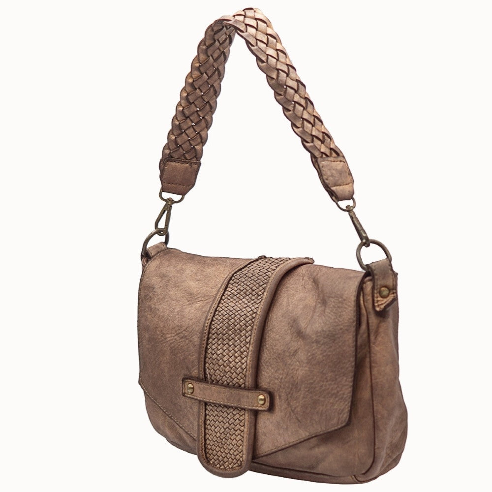 Sac à main en cuir vintage MISS LOIS Bronze