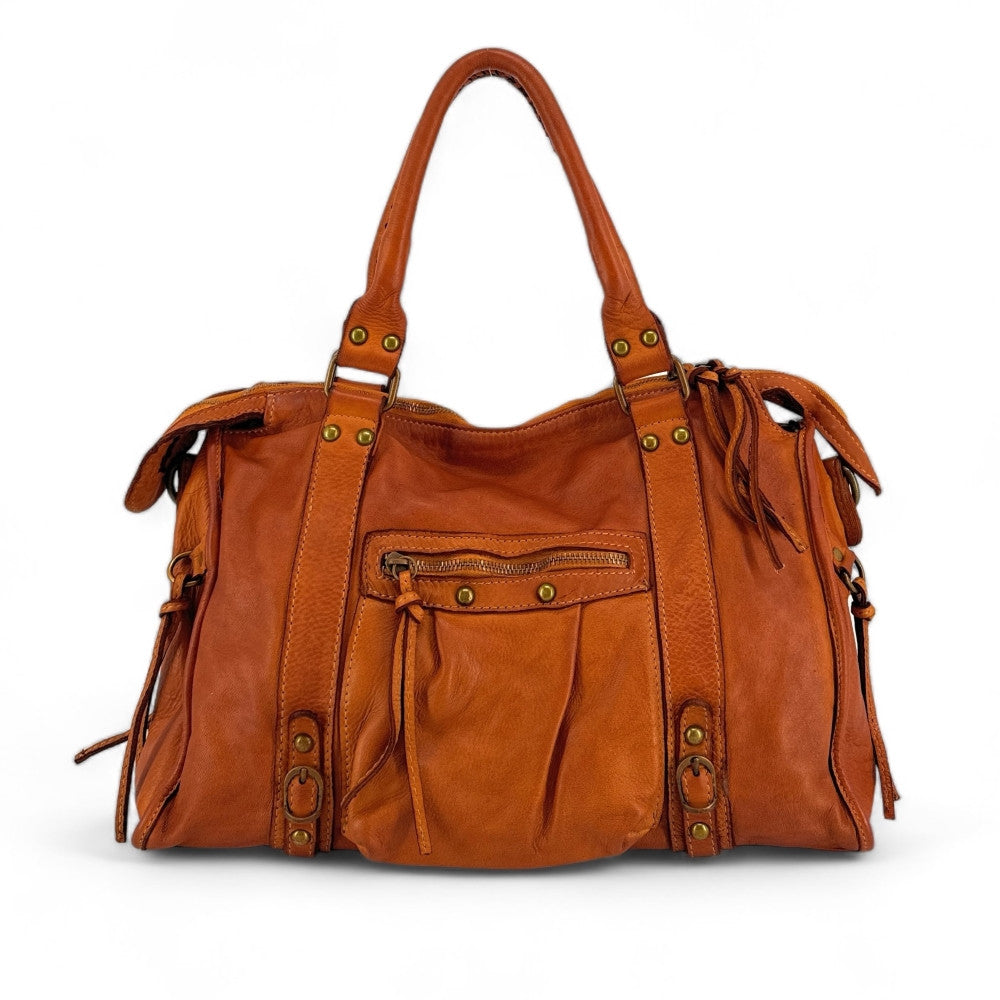 Sacs Femme Sac à main en cuir vintage MISS STORM Camel clair - Main Image