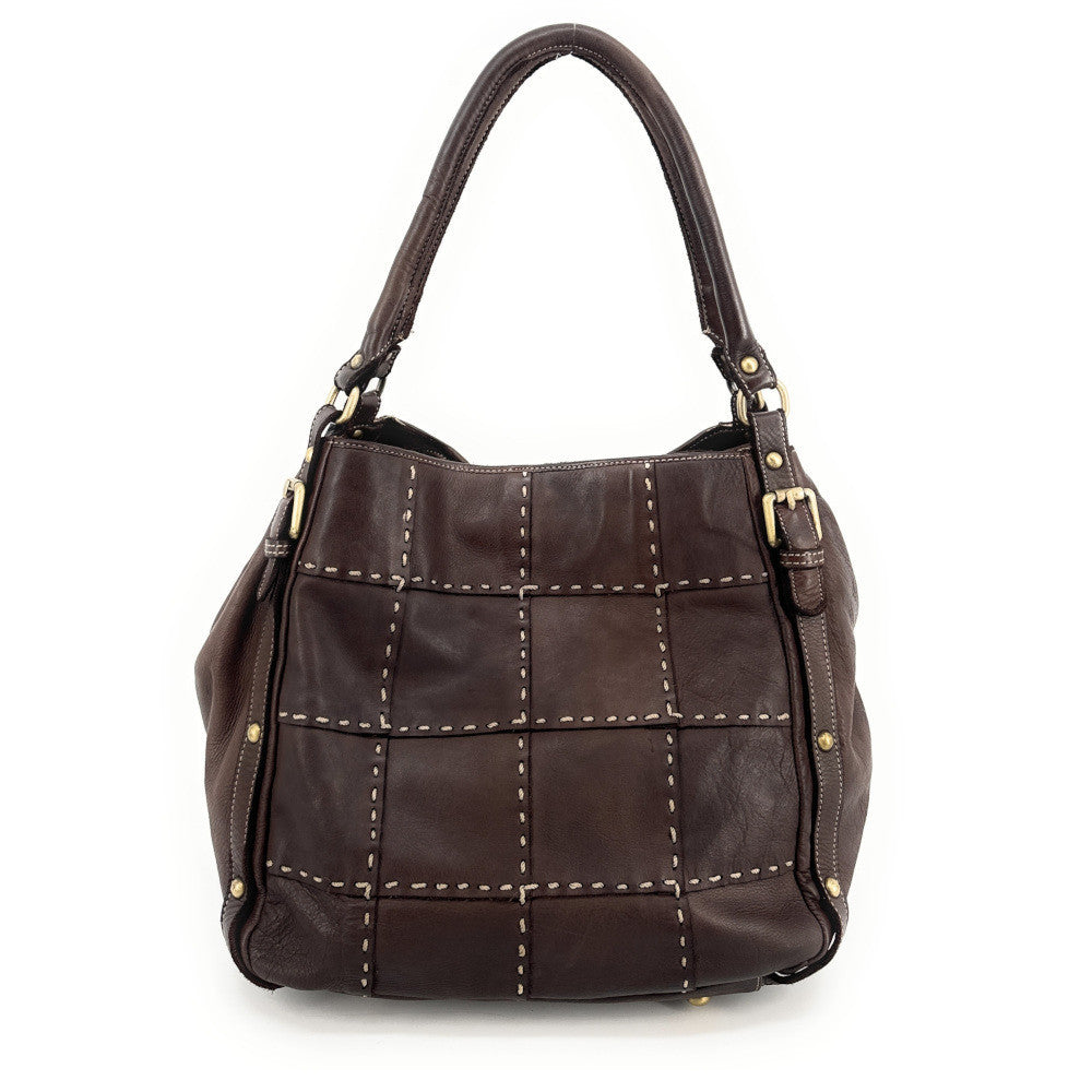 Sac à main en cuir vintage SHELLEY Chocolat