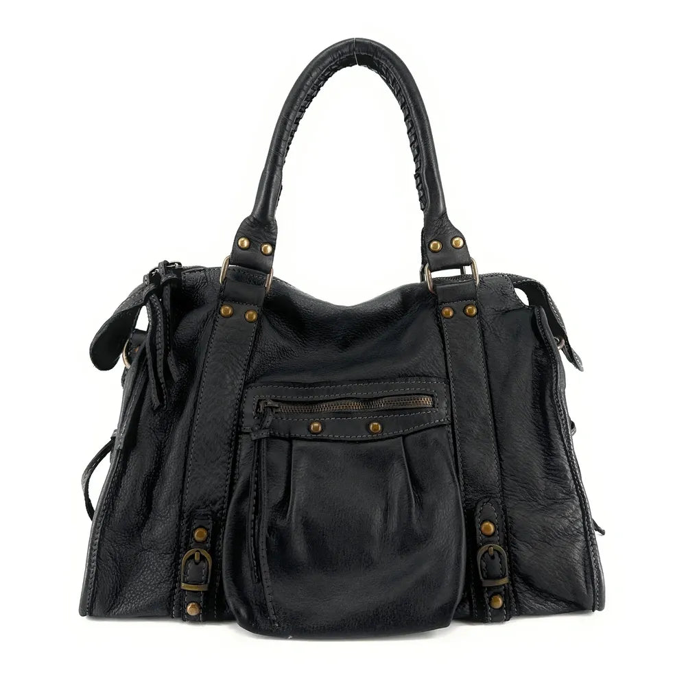 Sac à main en cuir vintage STORM URBAN 13 Noir