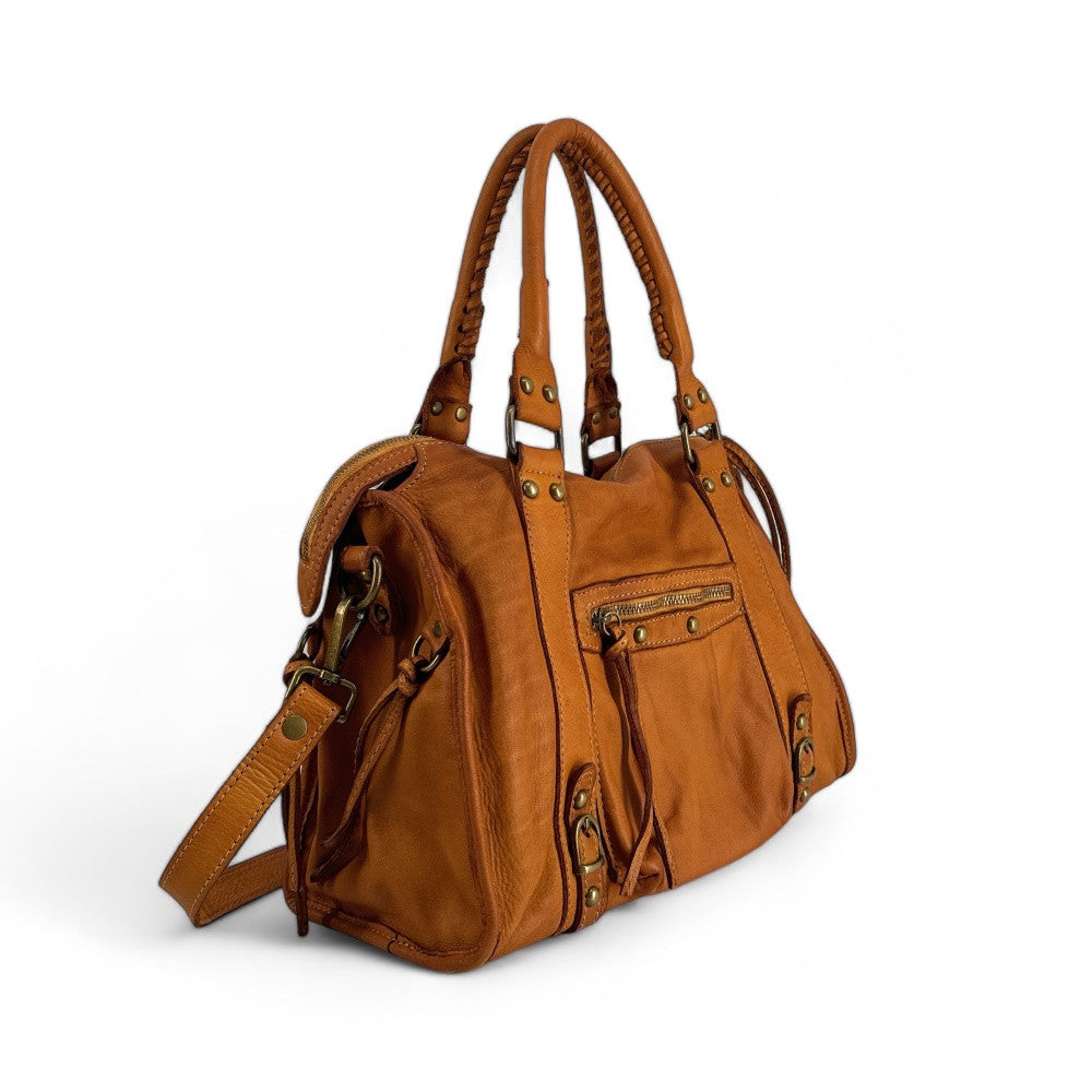 Sac à main en cuir vintage STORM URBAN 13 Camel