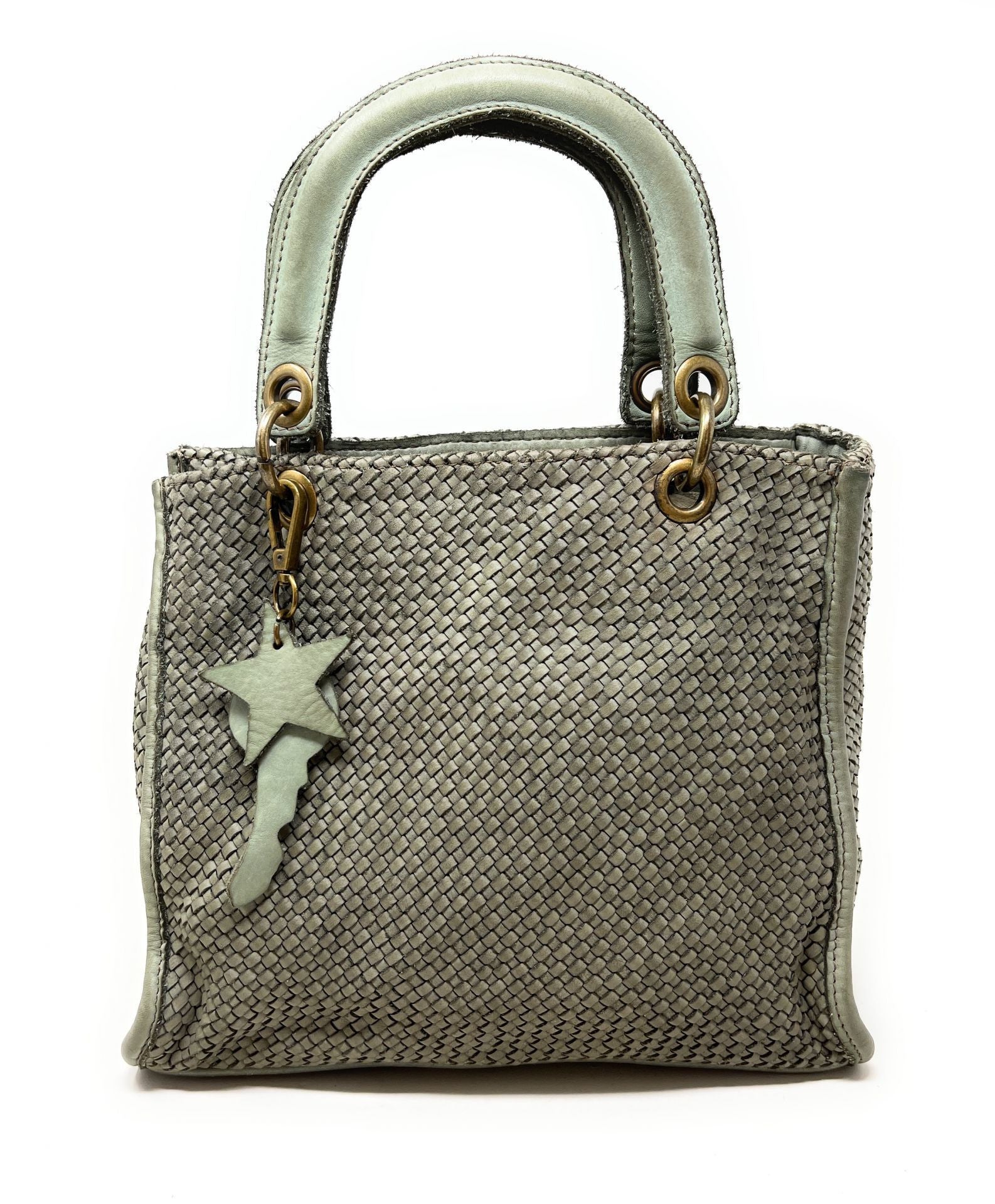 Sac à main en cuir vintage MISS CLEO Vert amande