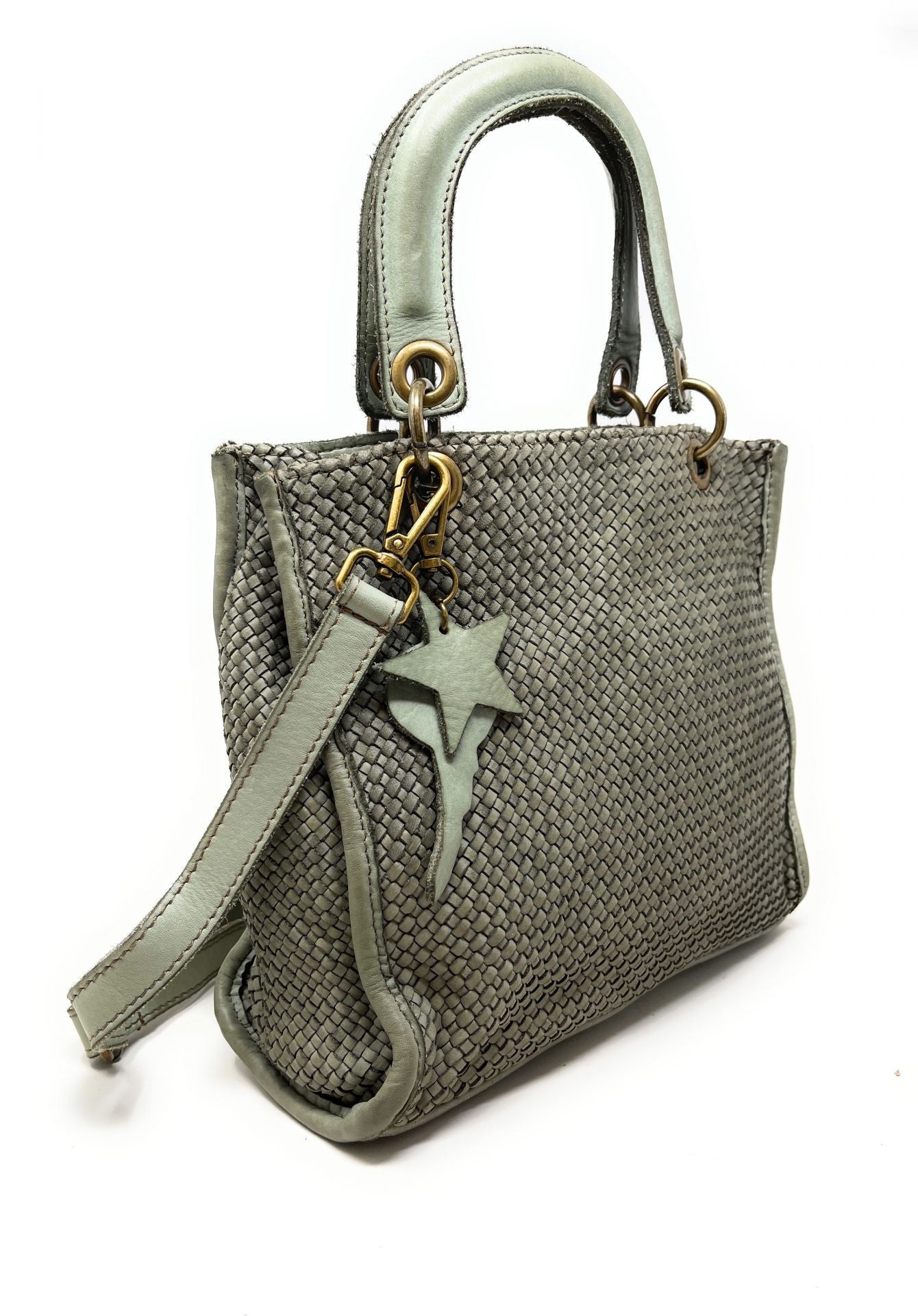 Sac à main en cuir vintage MISS CLEO Vert amande