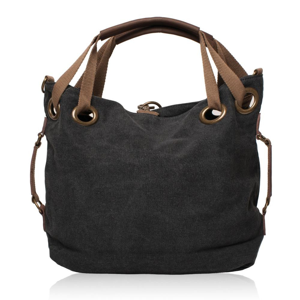 Sac week-end multipositions en toile et cuir PINIPEL Noir