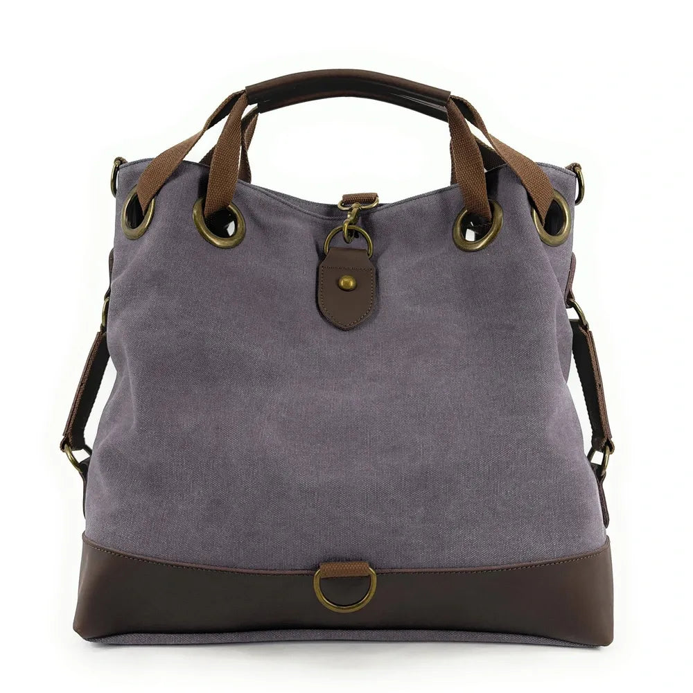 Sac week-end multipositions en toile et cuir PINIPEL Gris pigeon