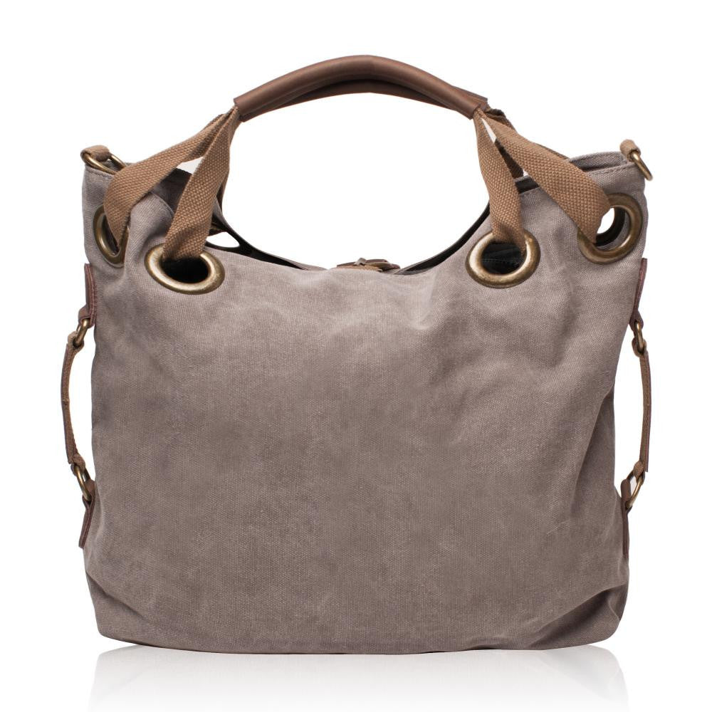 Sac week-end multipositions en toile et cuir PINIPEL Gris clair