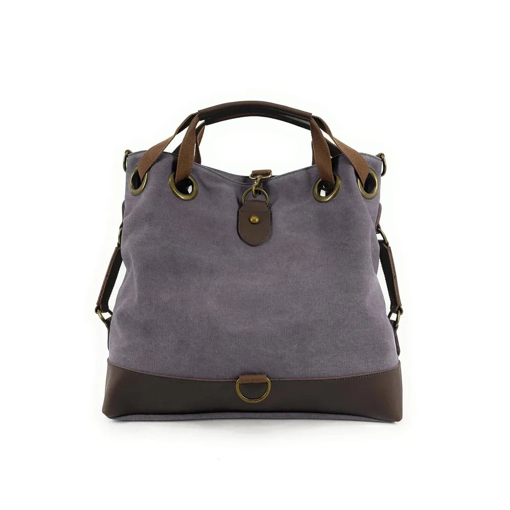 Sac week-end multipositions en toile et cuir PINIPEL Gris pigeon