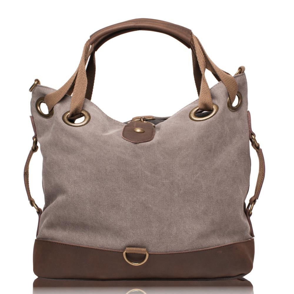 Sac week-end multipositions en toile et cuir PINIPEL Gris clair
