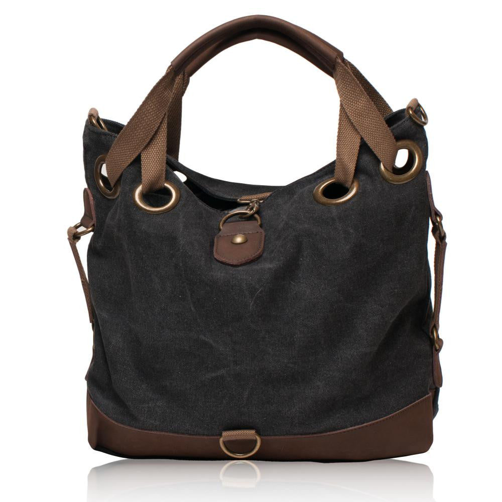 Sac week-end multipositions en toile et cuir PINIPEL Noir