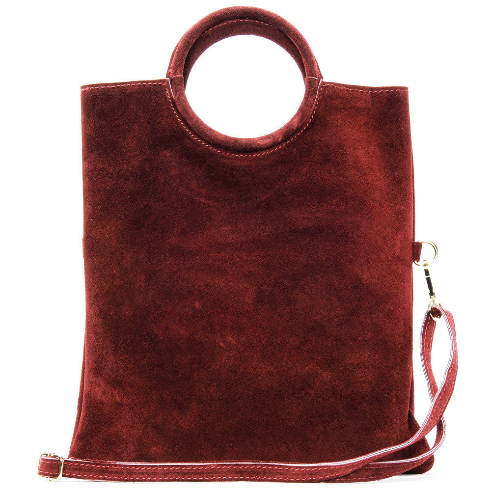 Sac à main en croûte de cuir CHARLOTTE Rouge foncé