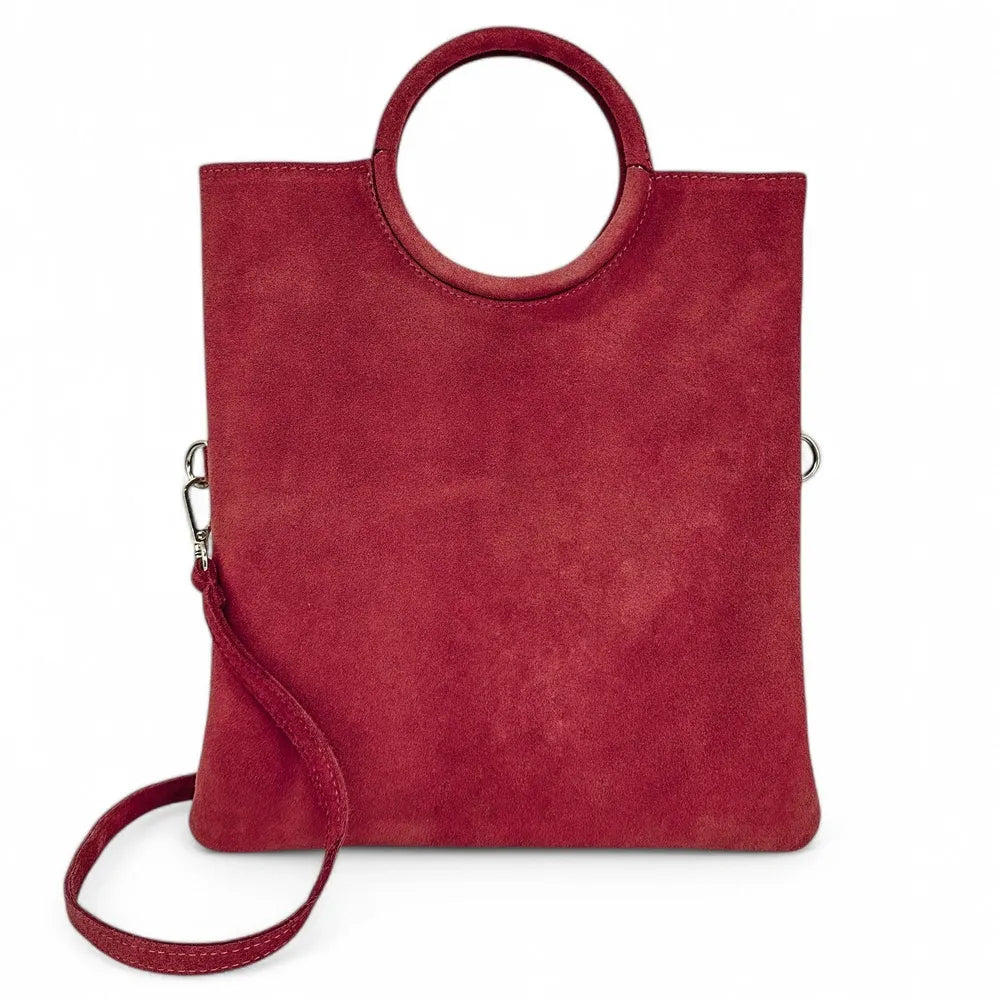 Sac à main en croûte de cuir CHARLOTTE Framboise