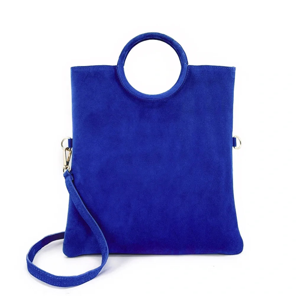 Sac à main en croûte de cuir CHARLOTTE Bleu roi