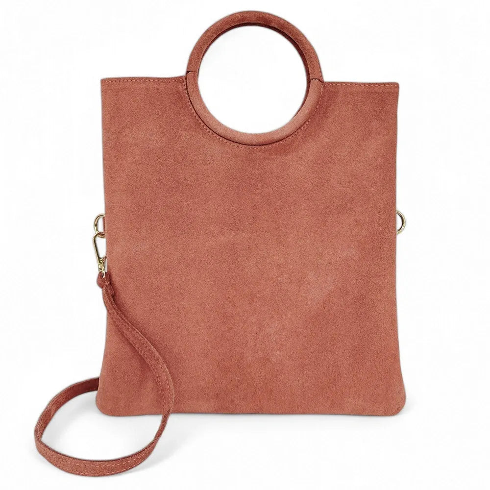 Sac à main en croûte de cuir CHARLOTTE Mocha mousse