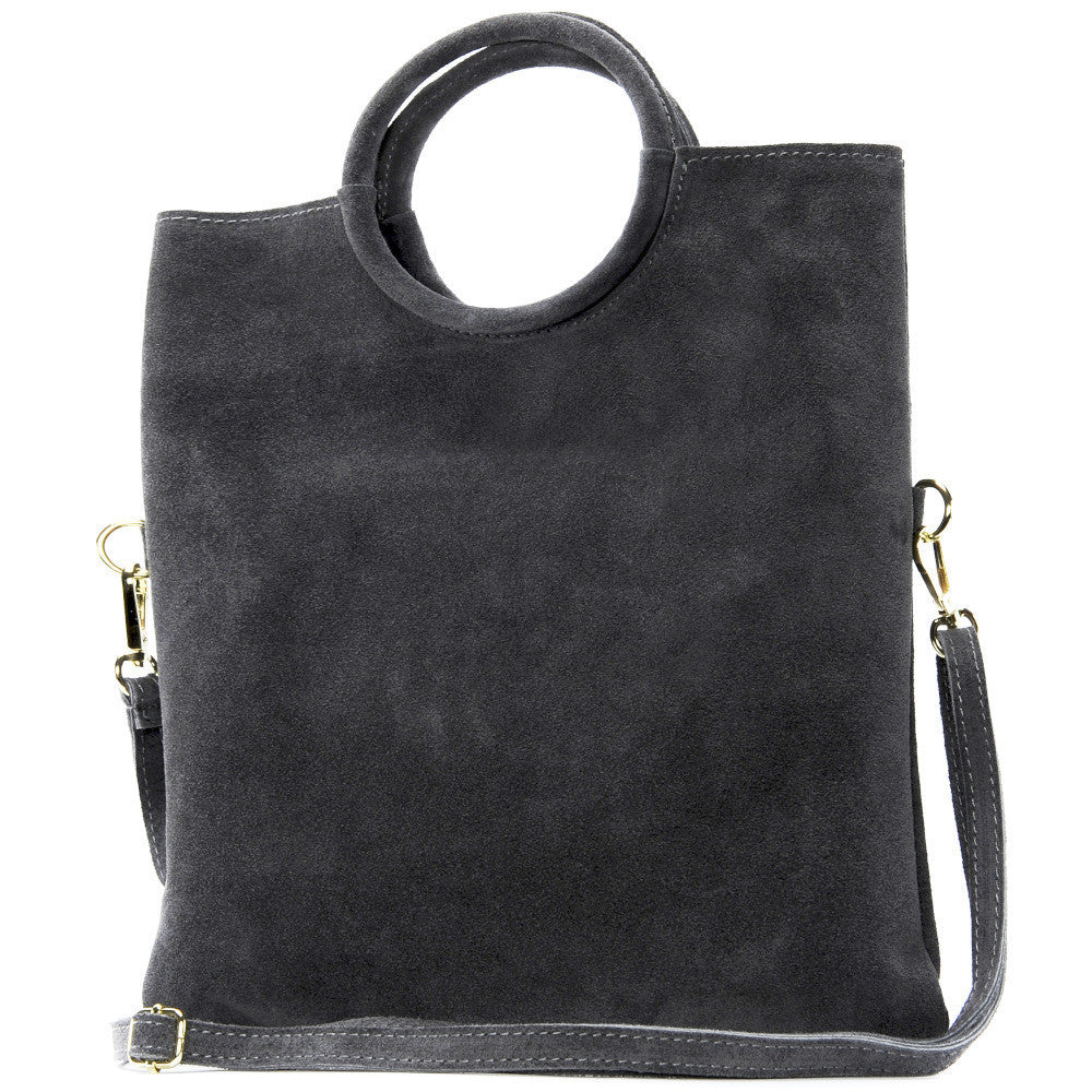 Sac à main en croûte de cuir CHARLOTTE Gris foncé