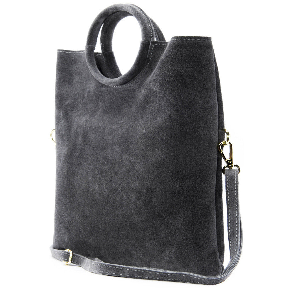 Sac à main en croûte de cuir CHARLOTTE Gris foncé