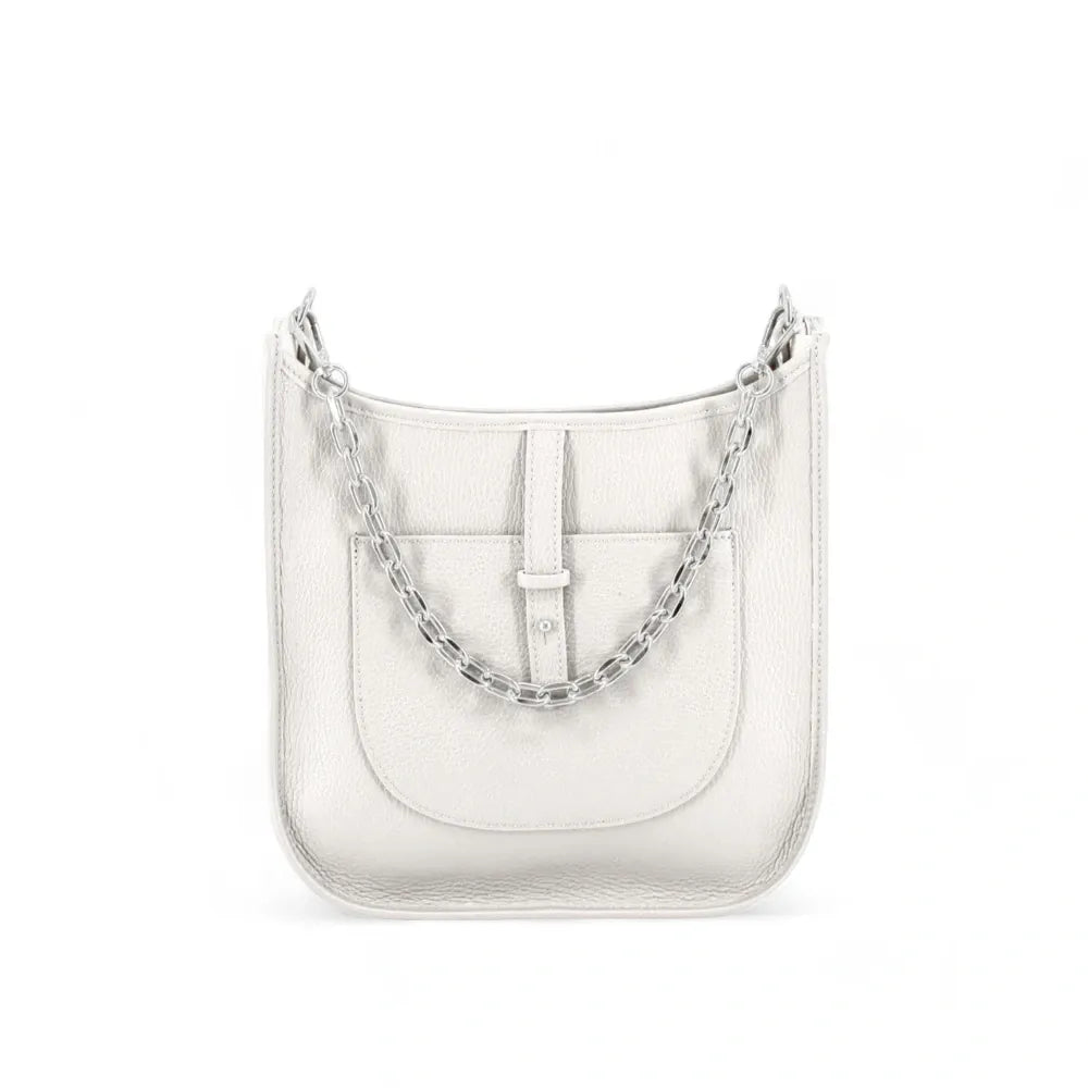 Sac à main hobo en cuir grainé CYBELE Blanc