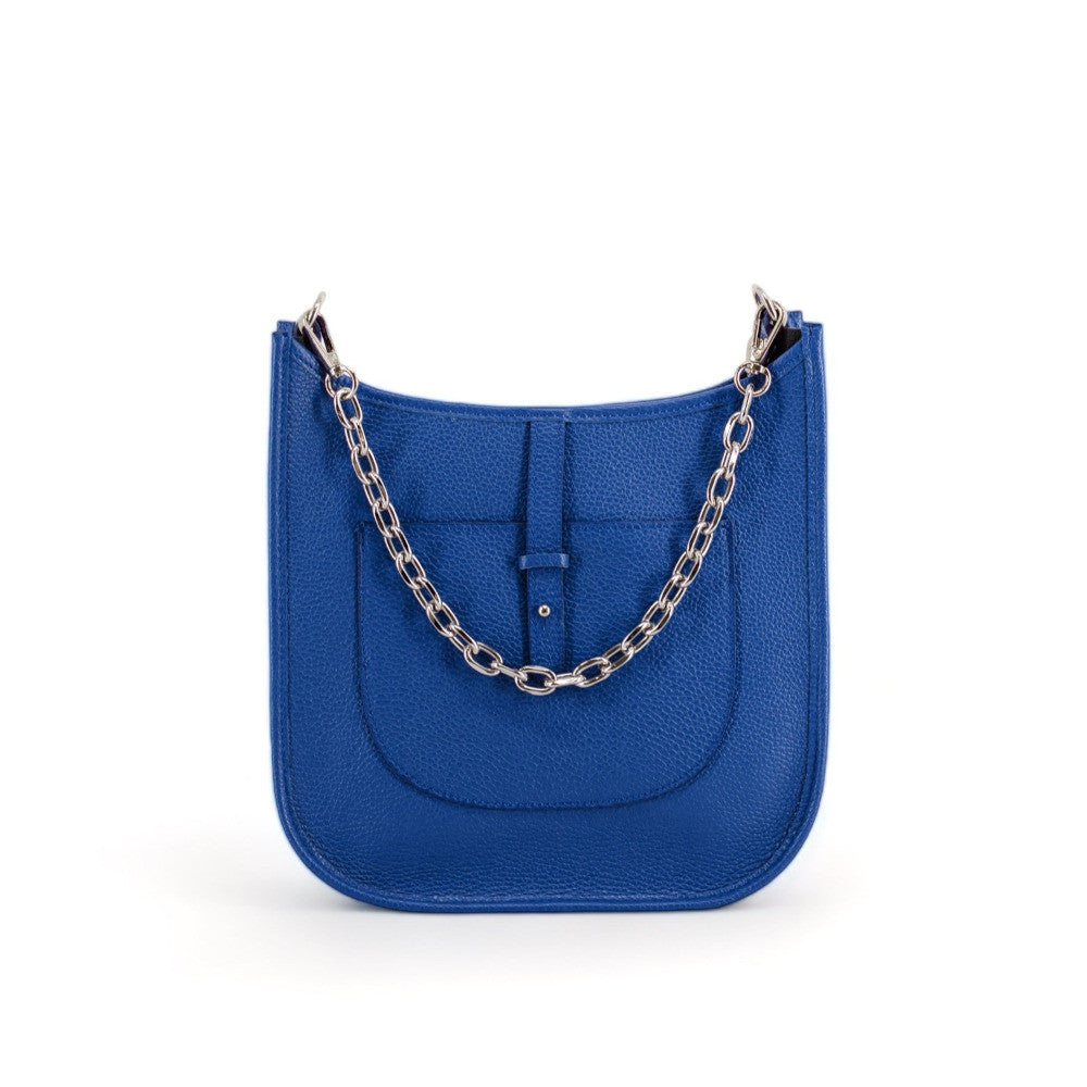 Sac à main hobo en cuir grainé CYBELE Bleu roi