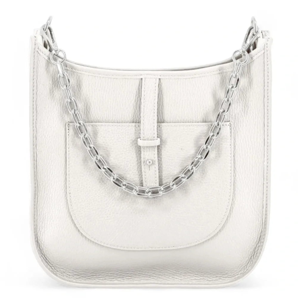 Sac à main hobo en cuir grainé CYBELE Blanc