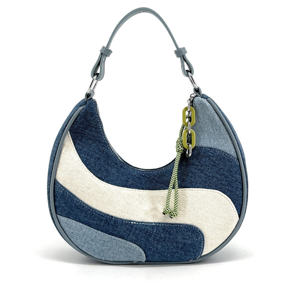 Sac à main HOBO en tissu SOHALIA Denim ciel