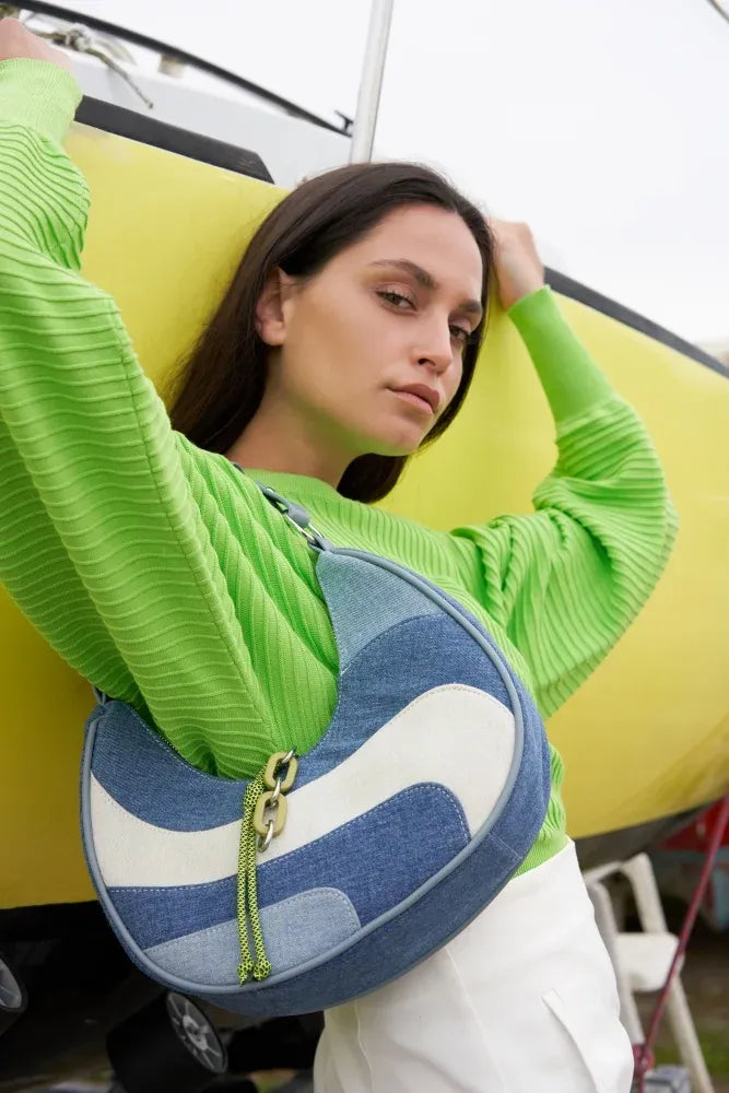 Sac à main HOBO en tissu SOHALIA Denim ciel