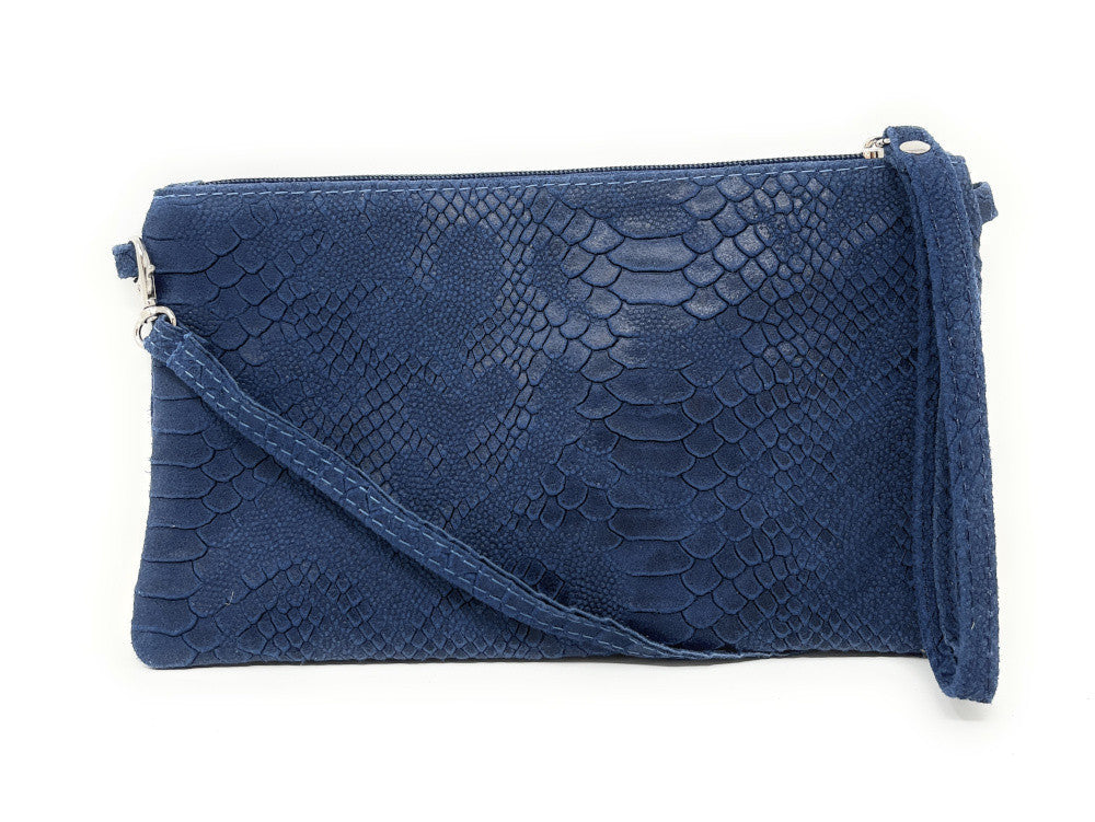 Sac pochette en cuir effet serpent DUNDEE Bleu