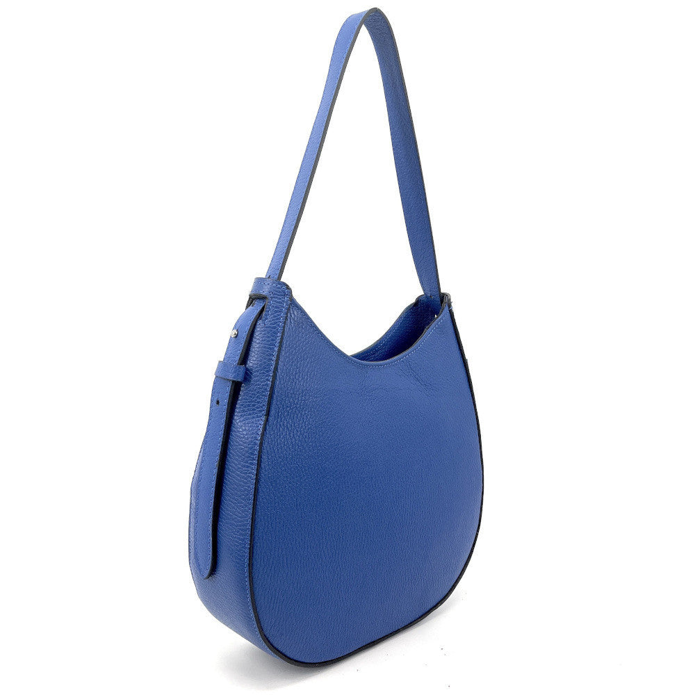 Sac HOBO en cuir grainé ESTHER Bleu roi