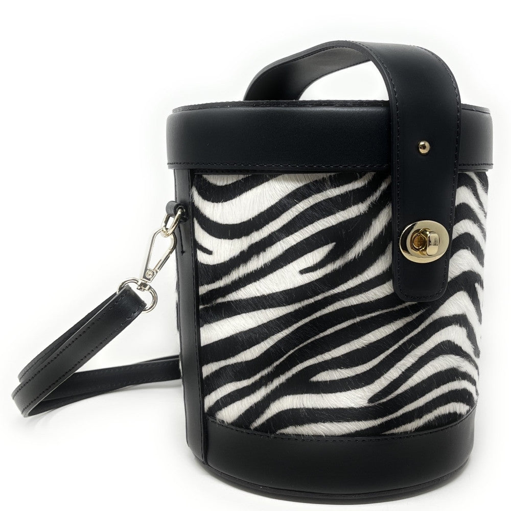 Sac seau en cuir à motifs TUMBADORA Zèbre