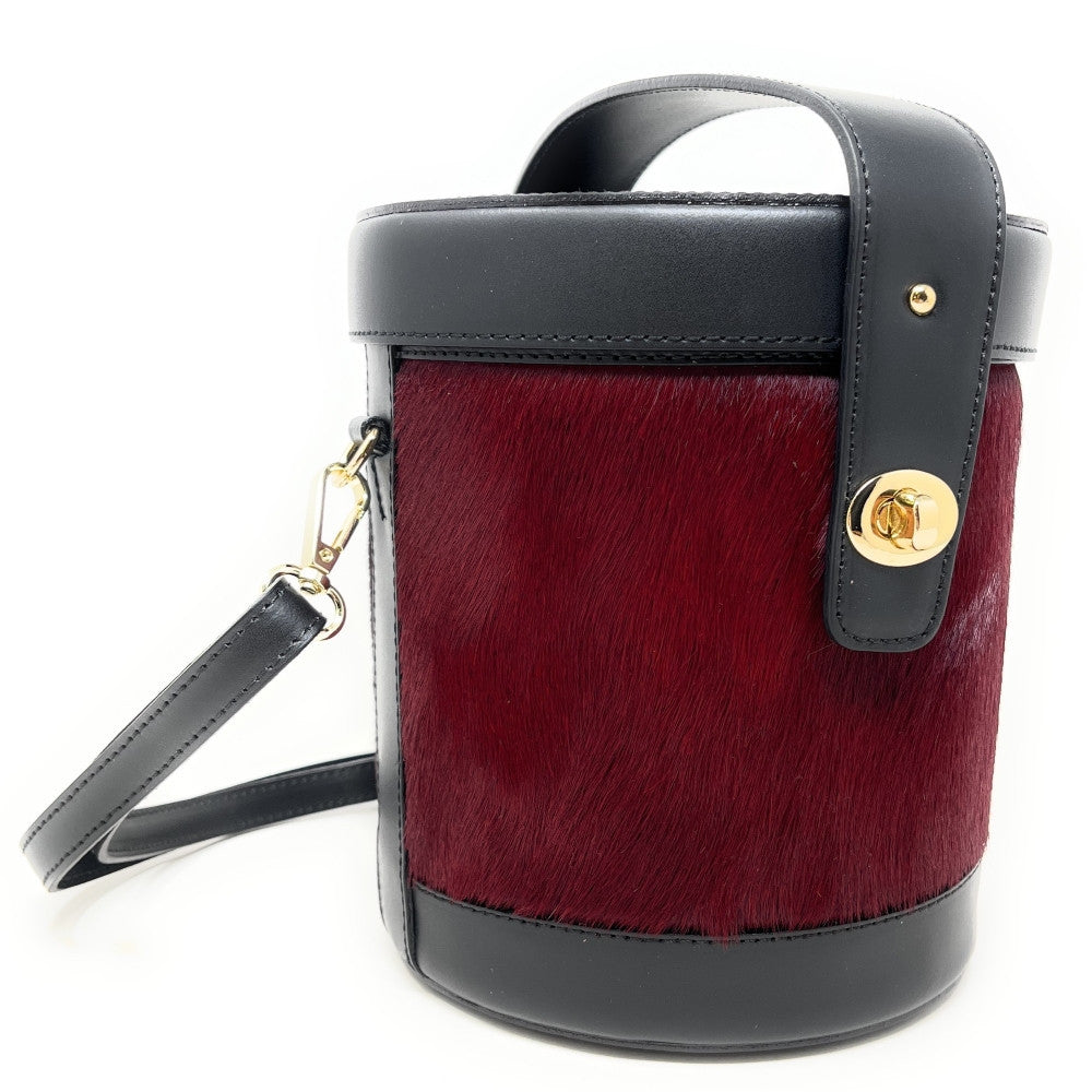 Sac seau en cuir à motifs TUMBADORA Prune