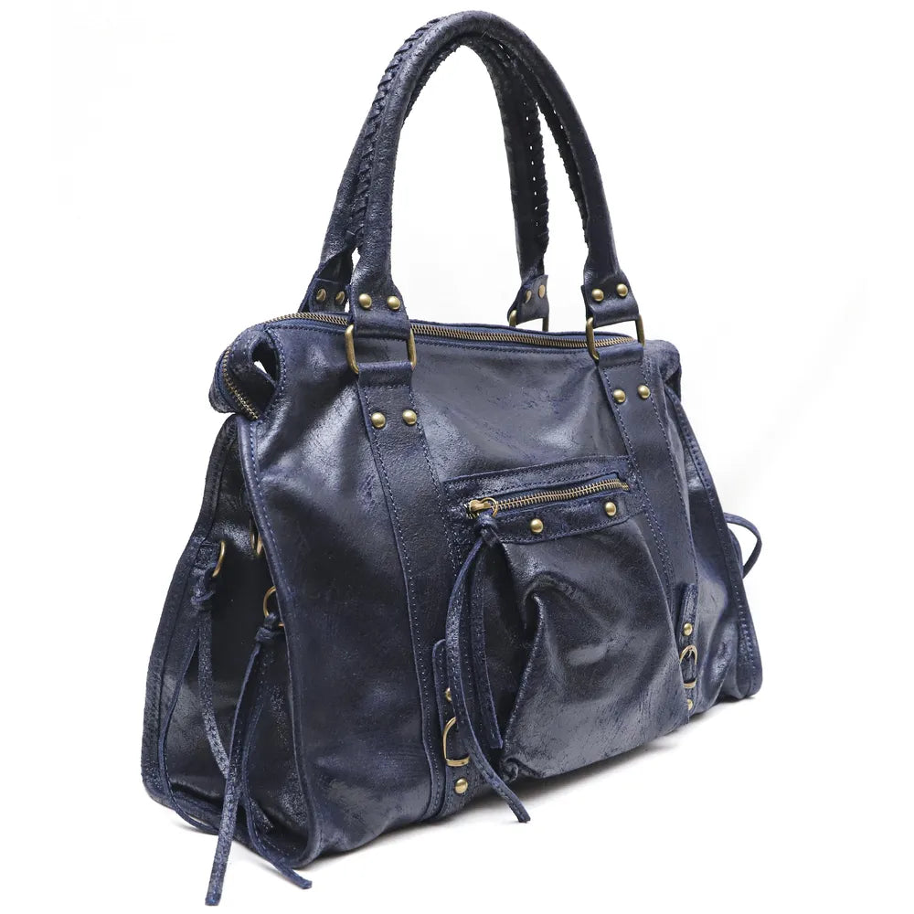 Sac à main en cuir brossé SANDSTORM Bleu marine Bleu marine
