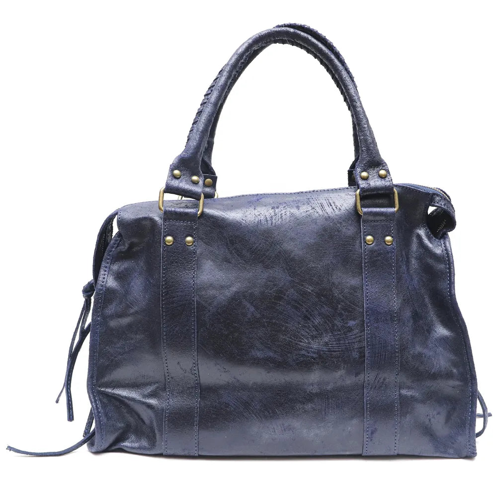 Sac à main en cuir brossé SANDSTORM Bleu marine Bleu marine