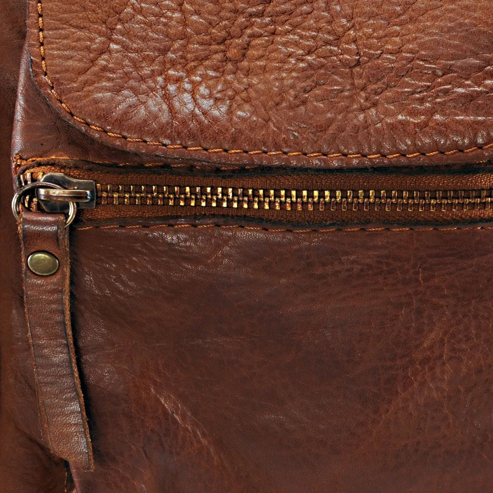 Sac à main tendance en cuir vintage MISS MY Cognac foncé Cognac foncé