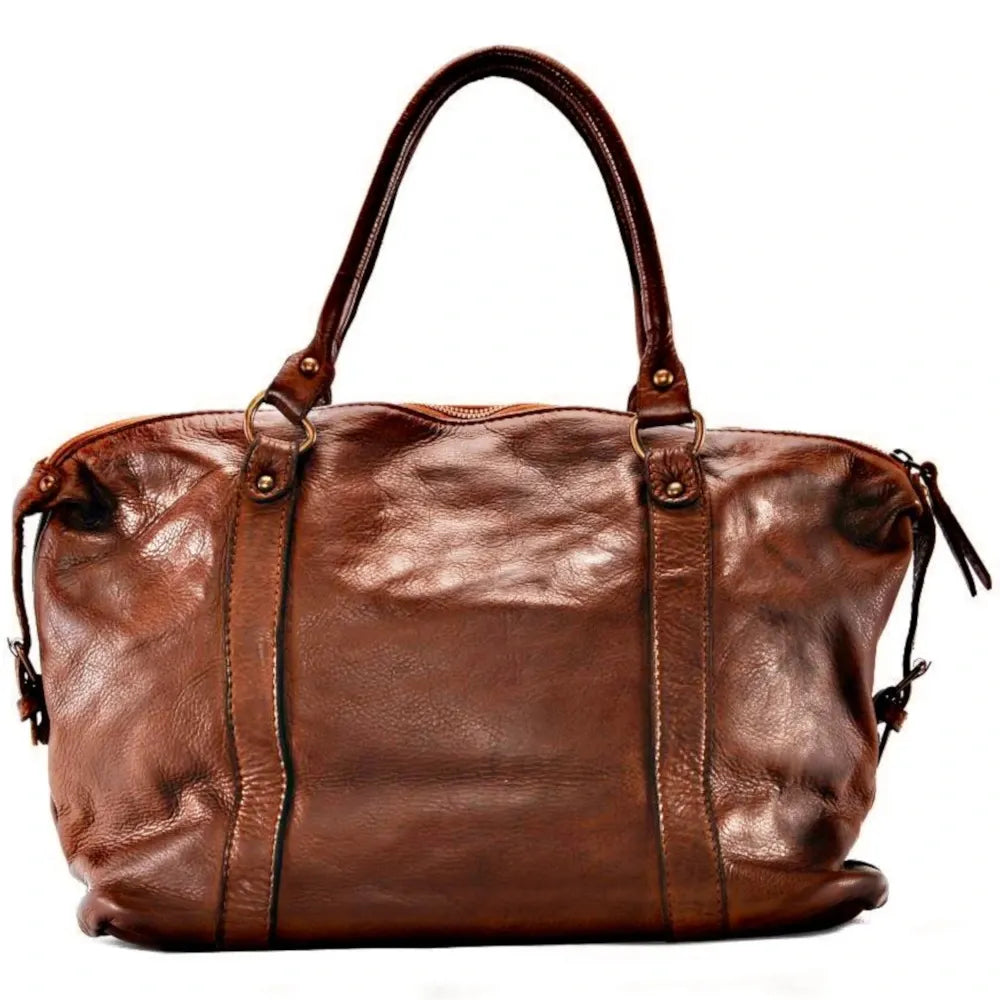 Sac à main tendance en cuir vintage MISS MY Cognac foncé Cognac foncé