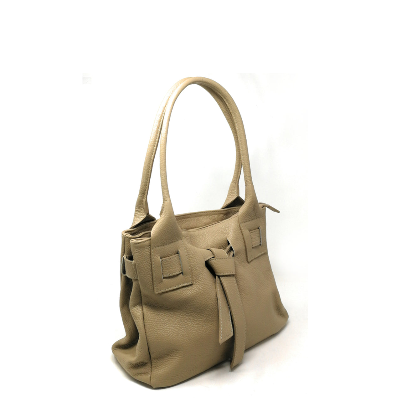 Sac à main en cuir grainé NOODY Taupe clair