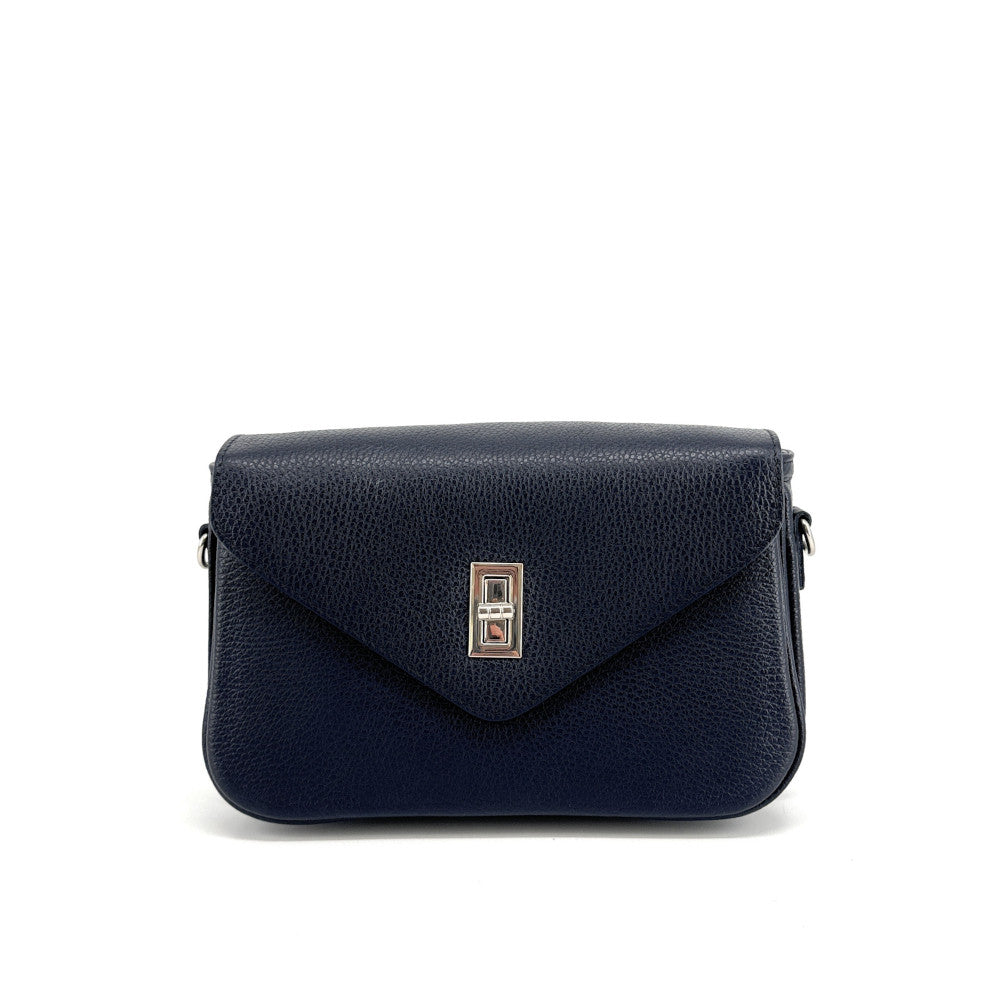 Sac french stick en cuir grainé BAGGY Bleu marine