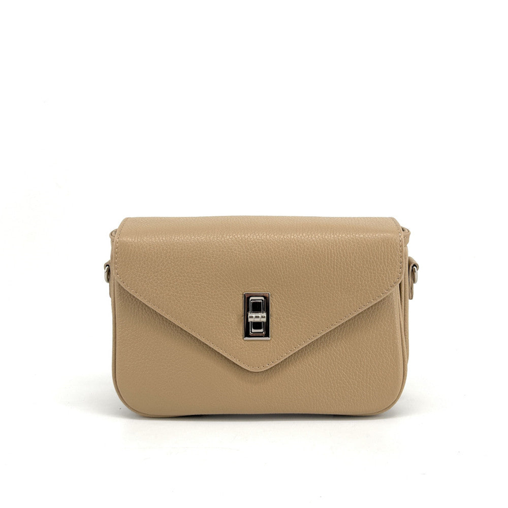 Sac french stick en cuir grainé BAGGY Taupe clair