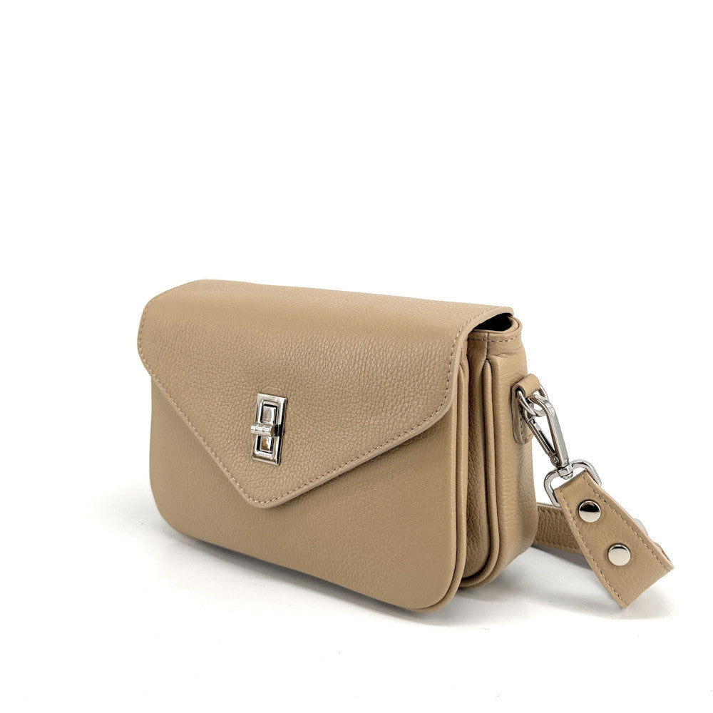 Sac french stick en cuir grainé BAGGY Taupe clair