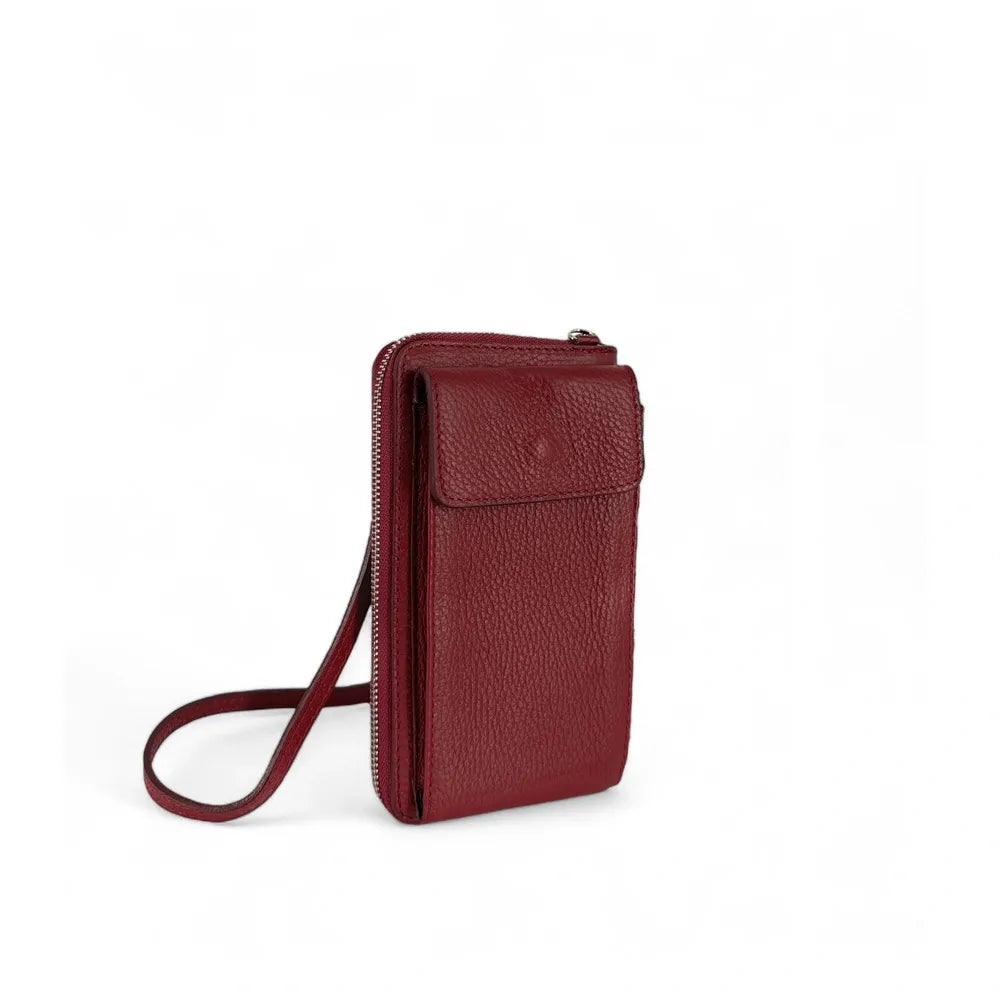 Mini-sac pochette en cuir grainé STREET Rouge foncé