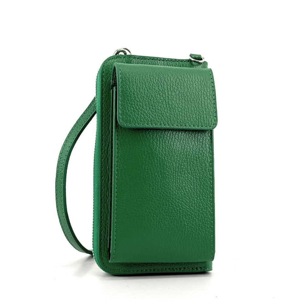 Mini-sac pochette en cuir grainé STREET Vert anglais