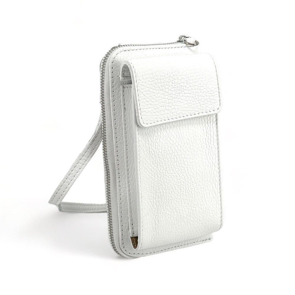 Mini-sac pochette en cuir grainé STREET Blanc