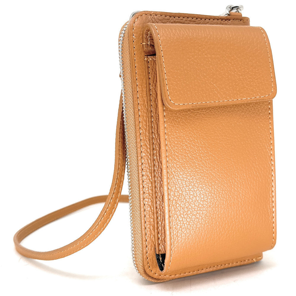 Mini-sac pochette en cuir grainé STREET Camel