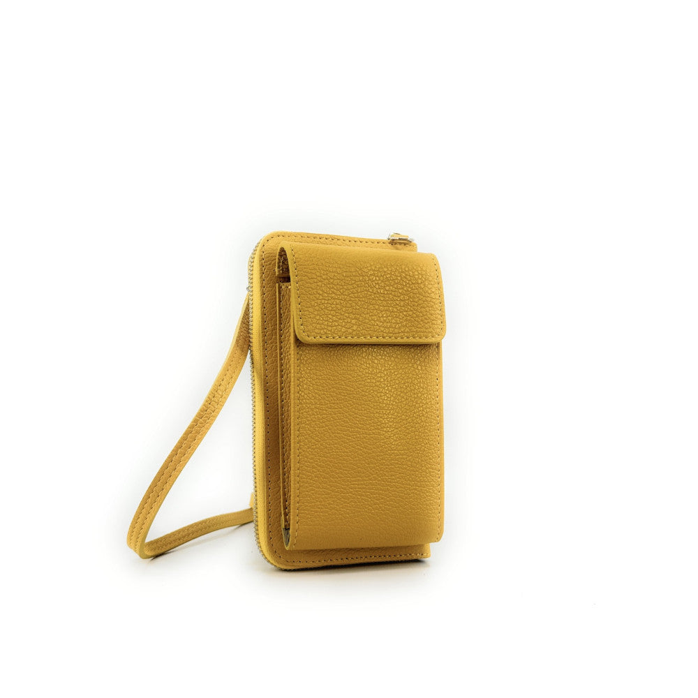 Mini-sac pochette en cuir grainé STREET Jaune tournesol