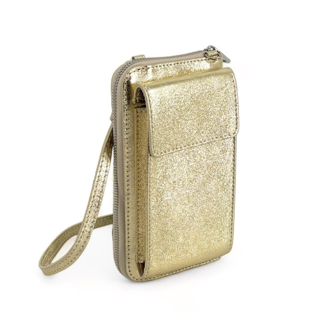 Mini-sac pochette en cuir grainé STREET Or pâle