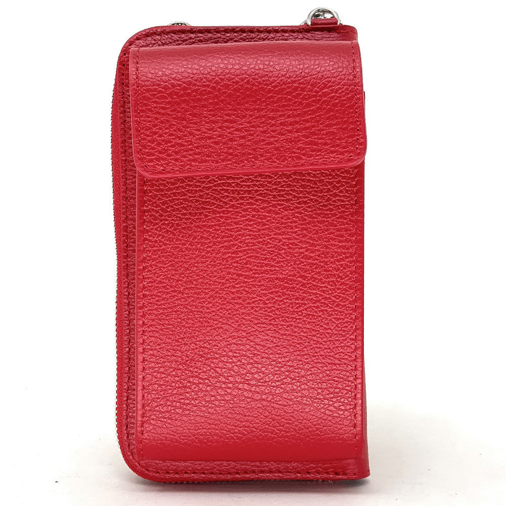 Mini-sac pochette en cuir grainé STREET Rouge garance