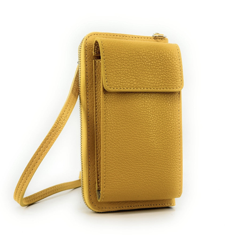 Mini-sac pochette en cuir grainé STREET Jaune tournesol
