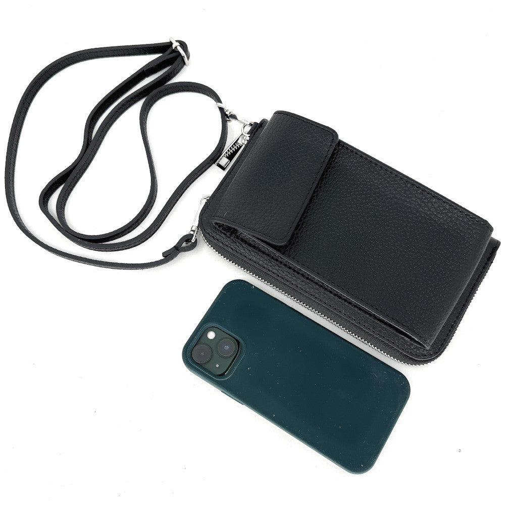 Mini-sac pochette en cuir grainé STREET Noir