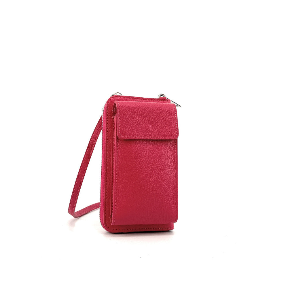 Mini-sac pochette en cuir grainé STREET Rouge magenta