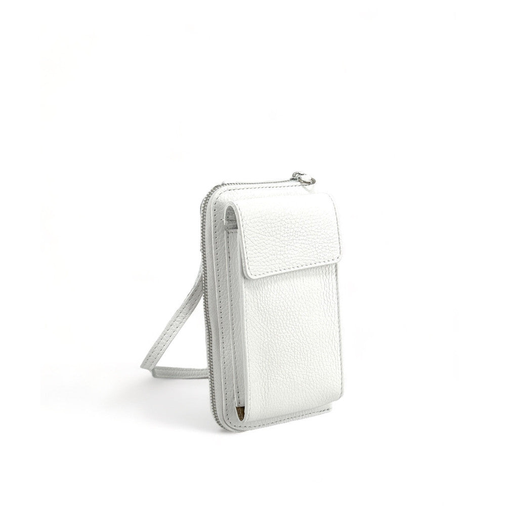 Mini-sac pochette en cuir grainé STREET Blanc