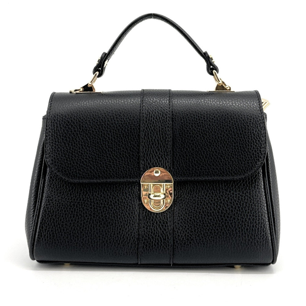 Sac à main en cuir grainé ZOE Noir