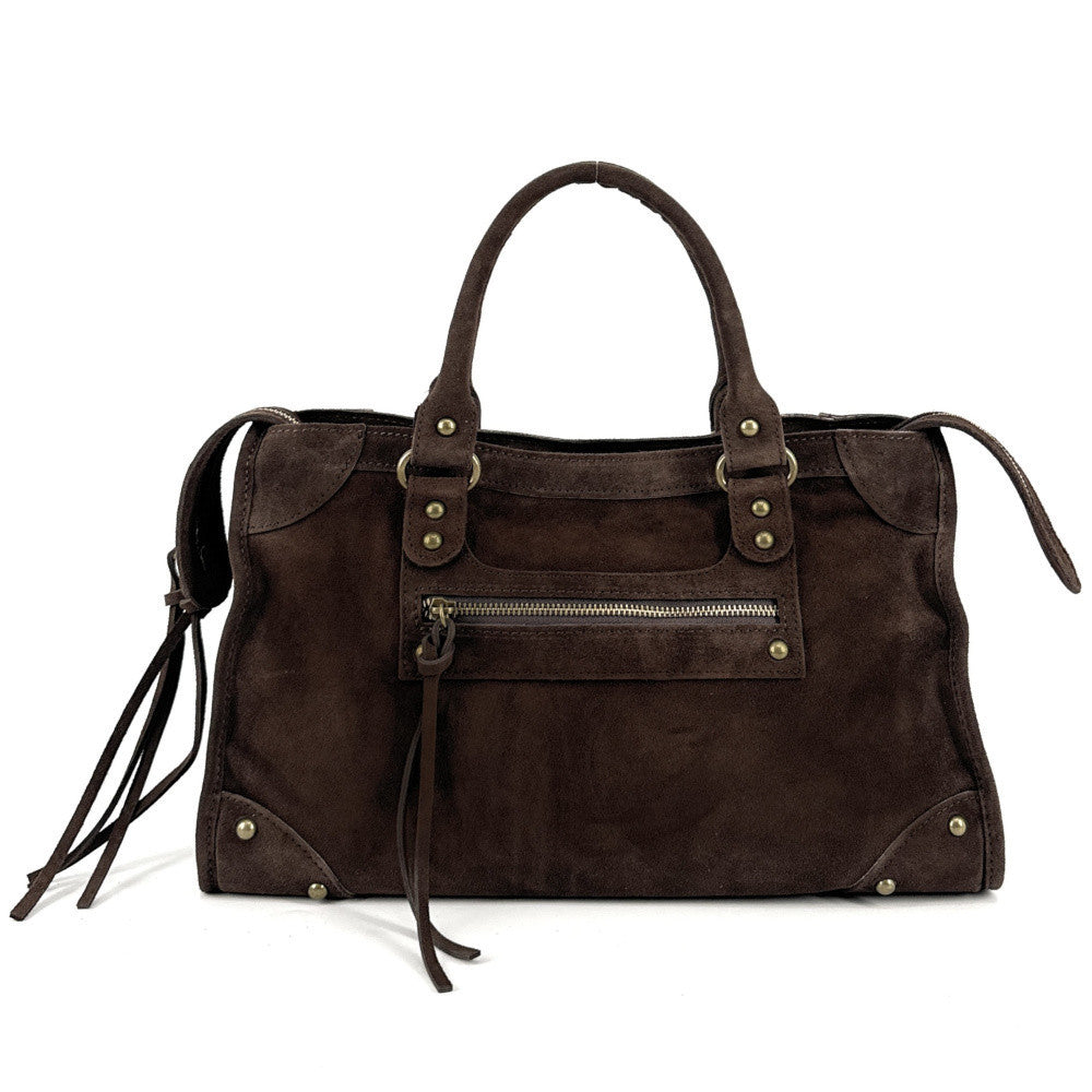 Grand sac french stick en croûte de cuir EDISON Chocolat