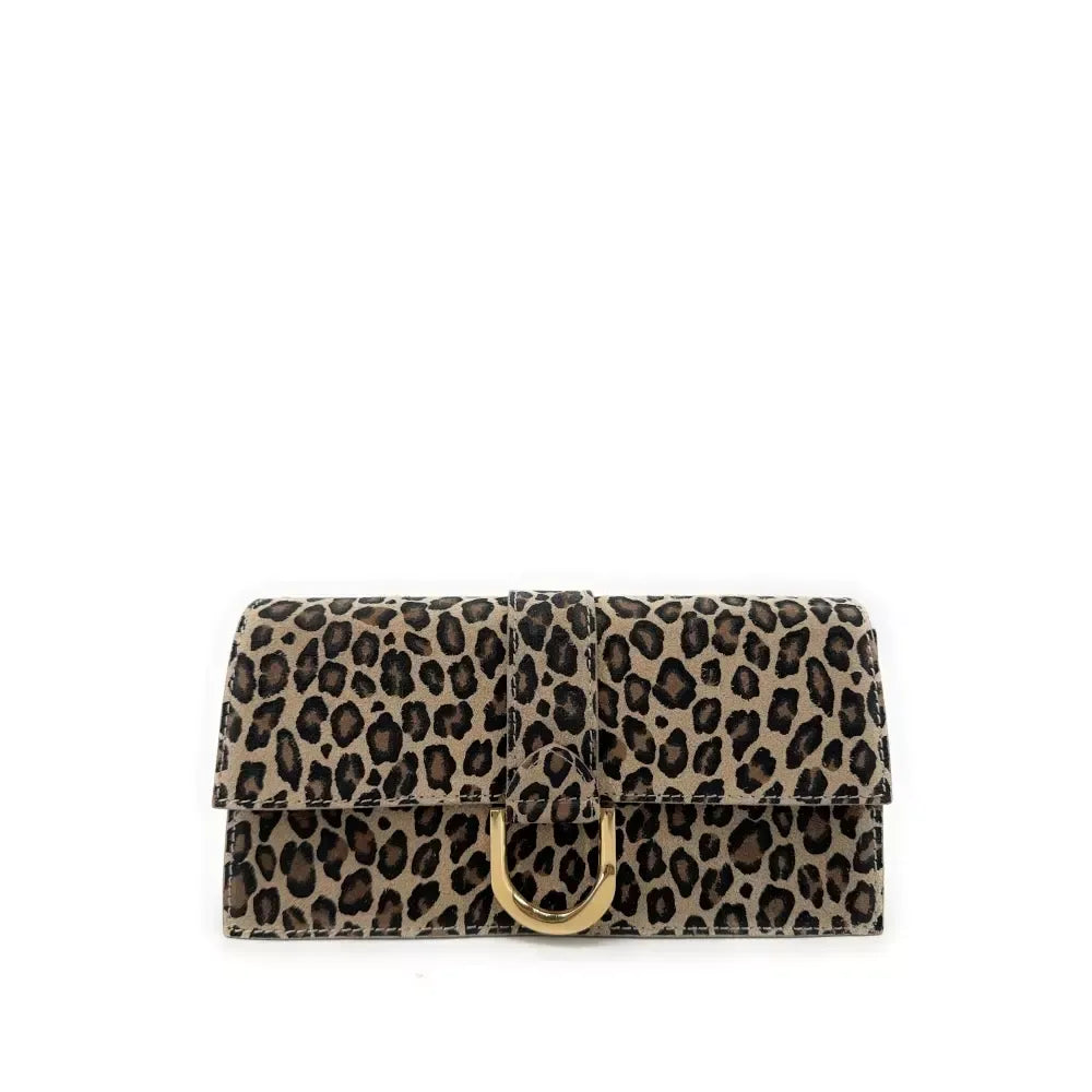 Sac french stick en croûte de cuir à motif LEOPOLD Ocelot